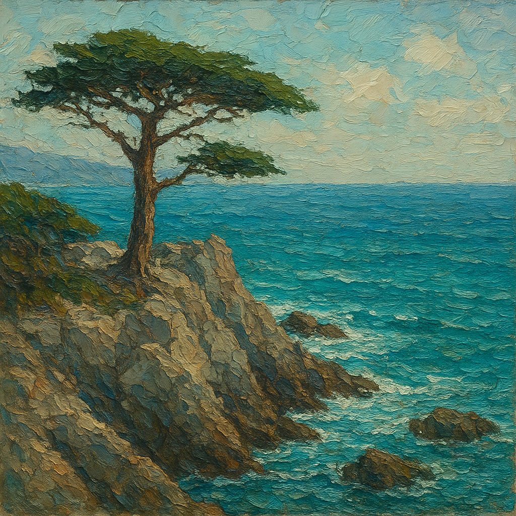 Carmel Coast Cypress Seascape Oil Painting - View 1