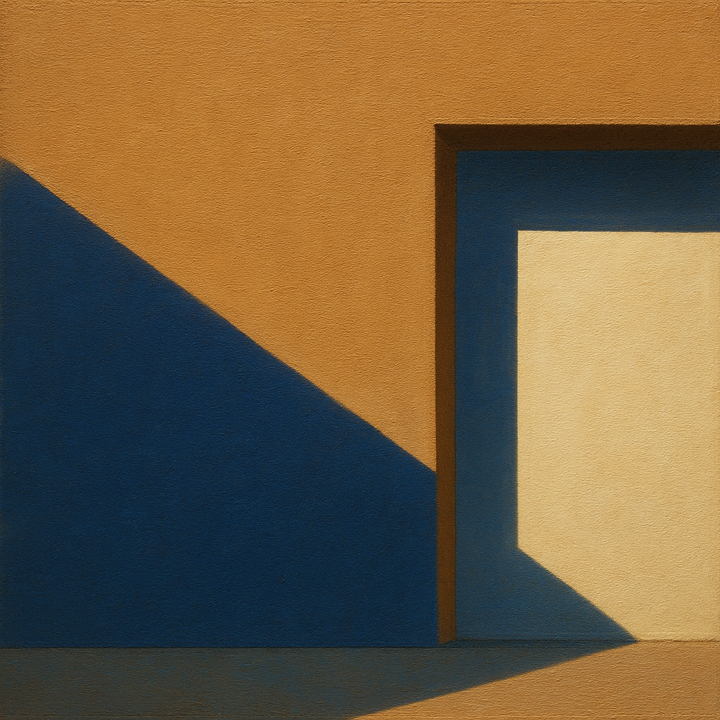 Sun & Shadow Architectural Facade Geometry No. 2 Fine Art Oil Painting - View 1