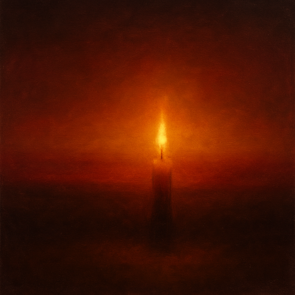 Deep Garnet & Amber Candlelight Horizon No. 2 Oil Painting 100% Hand Painted Oil on Belgian Linen Canvas, Original Fine Art Wall Decor