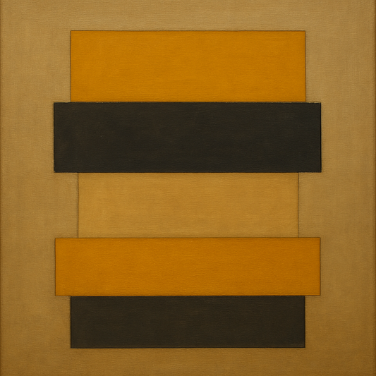 Stacked Horizon Blocks in Mustard & Charcoal Oil Painting 100% Hand Painted Oil on Belgian Linen Canvas, Original Fine Art Wall Decor