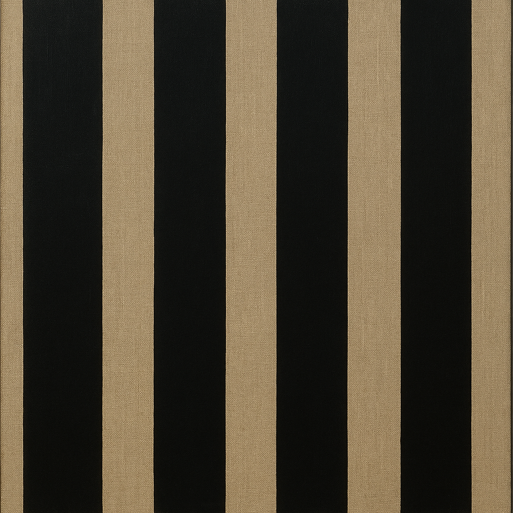 Minimalist Black Stripe & Raw Linen Rhythm No. 11 Fine Art Oil Painting - View 1