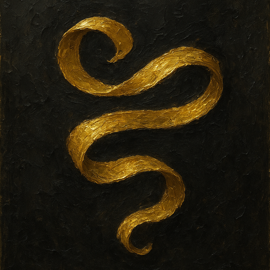 24k Gold Ribbon on Matte Obsidian Oil Painting - View 1