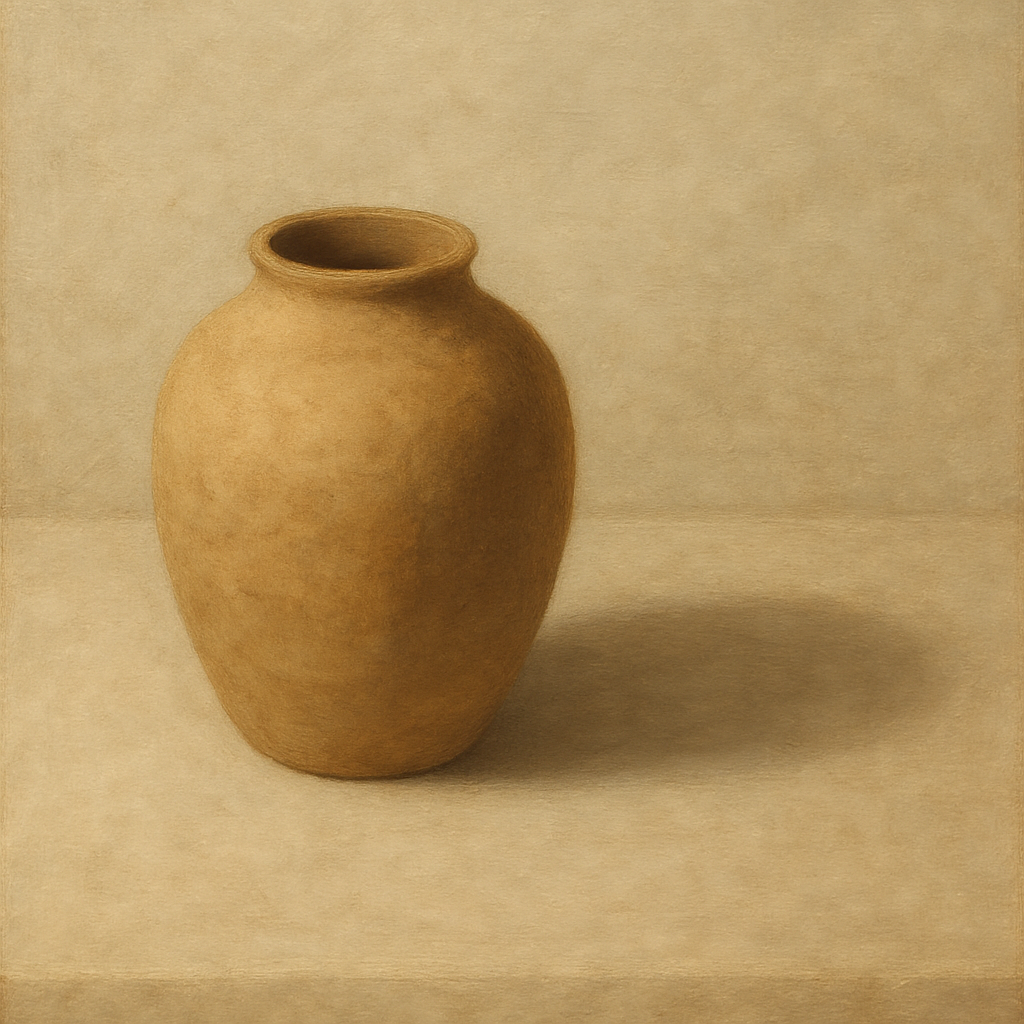 Organic Clay Vessel & Solitary Shadow No. 23 Oil Painting - View 1