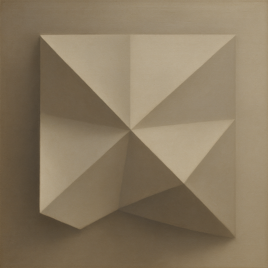 Folded Paper Geometry in Neutral Gradient Shadows No. 3 Oil Painting - View 1