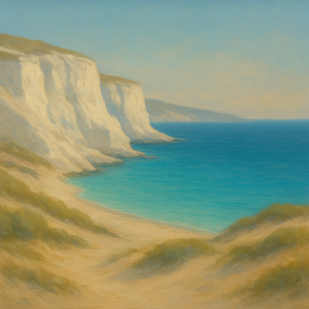 Mediterranean White Cliffs & Turquoise Cove No. 15 Oil Painting 100% Hand Painted Oil on Belgian Linen Canvas, Original Fine Art Wall Decor