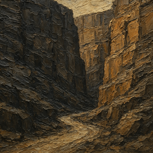 Basalt Canyon Knife Texture Oil Painting - View 1