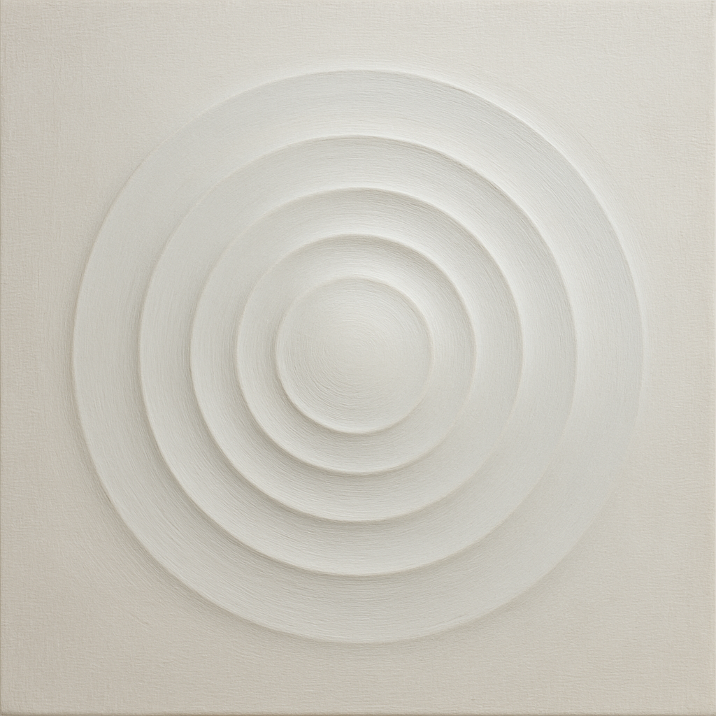 Concentric Zen Circles in Ivory No. 8 - Modern Fine Art Oil Painting - View 1