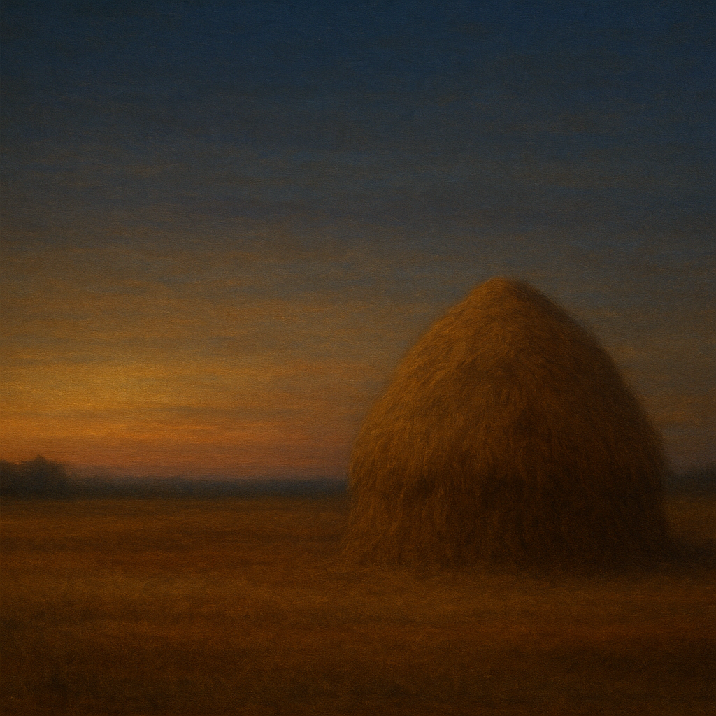 Dusk Horizon over Weathered Haystack No. 7 Oil Painting - View 1