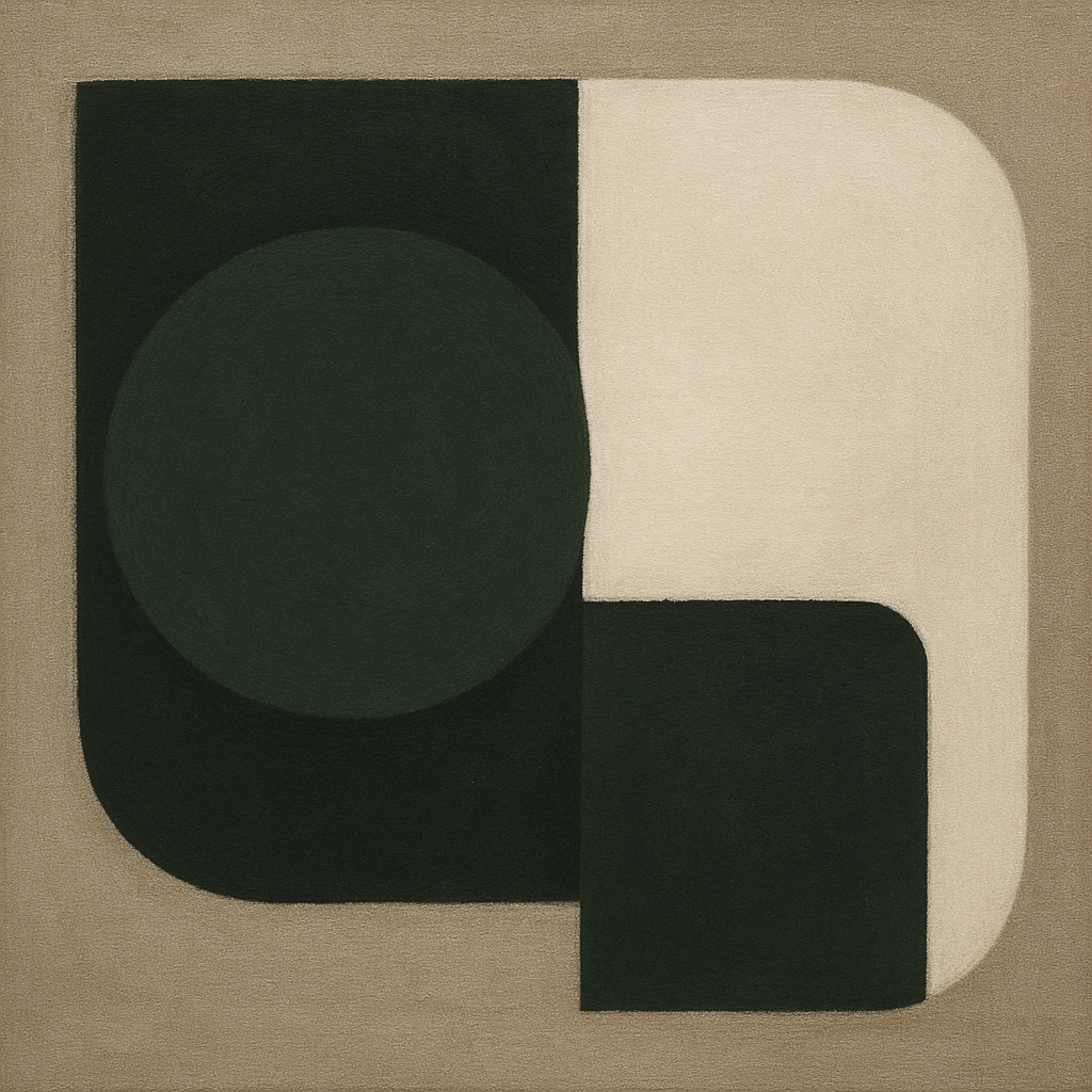 Forest Emerald & Chalk Interlock No. 6 - Modern Fine Art Oil Painting - View 1
