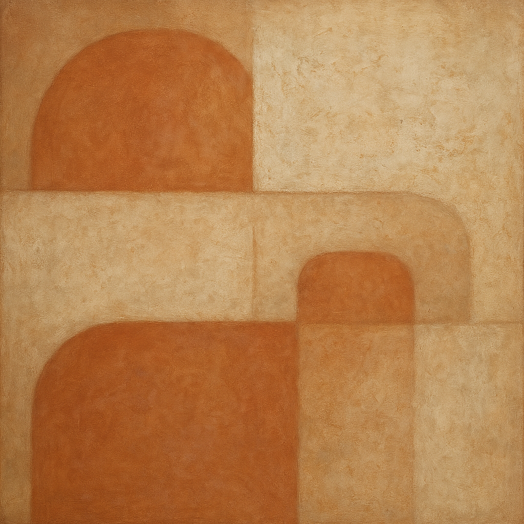 Earthy Terracotta & Weathered Plaster Wash No. 2 Oil Painting - View 1