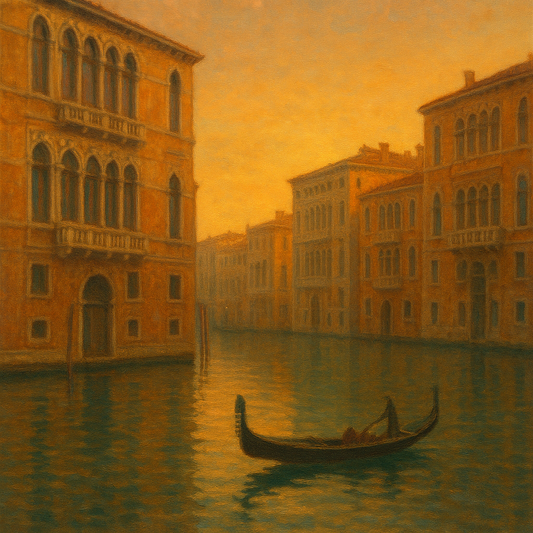 Venetian Canal Palaces at Golden Hour No. 3 Oil Painting 100% Hand Painted Oil on Belgian Linen Canvas, Original Fine Art Wall Decor