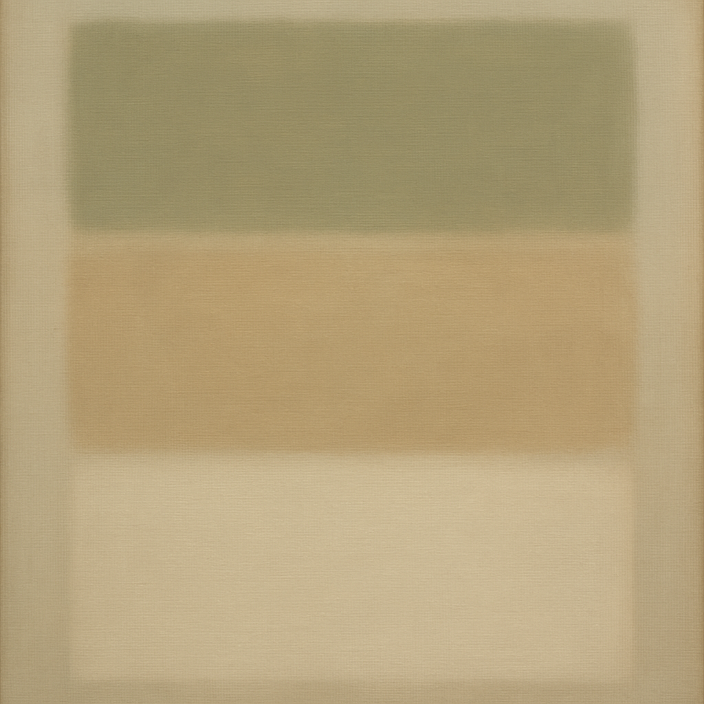 Sage Olive & Pale Sandstone Minimalist Harmony No. 8 Oil Painting - View 1