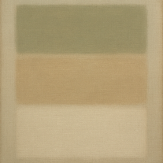Sage Olive & Pale Sandstone Minimalist Harmony No. 8 Oil Painting - View 1