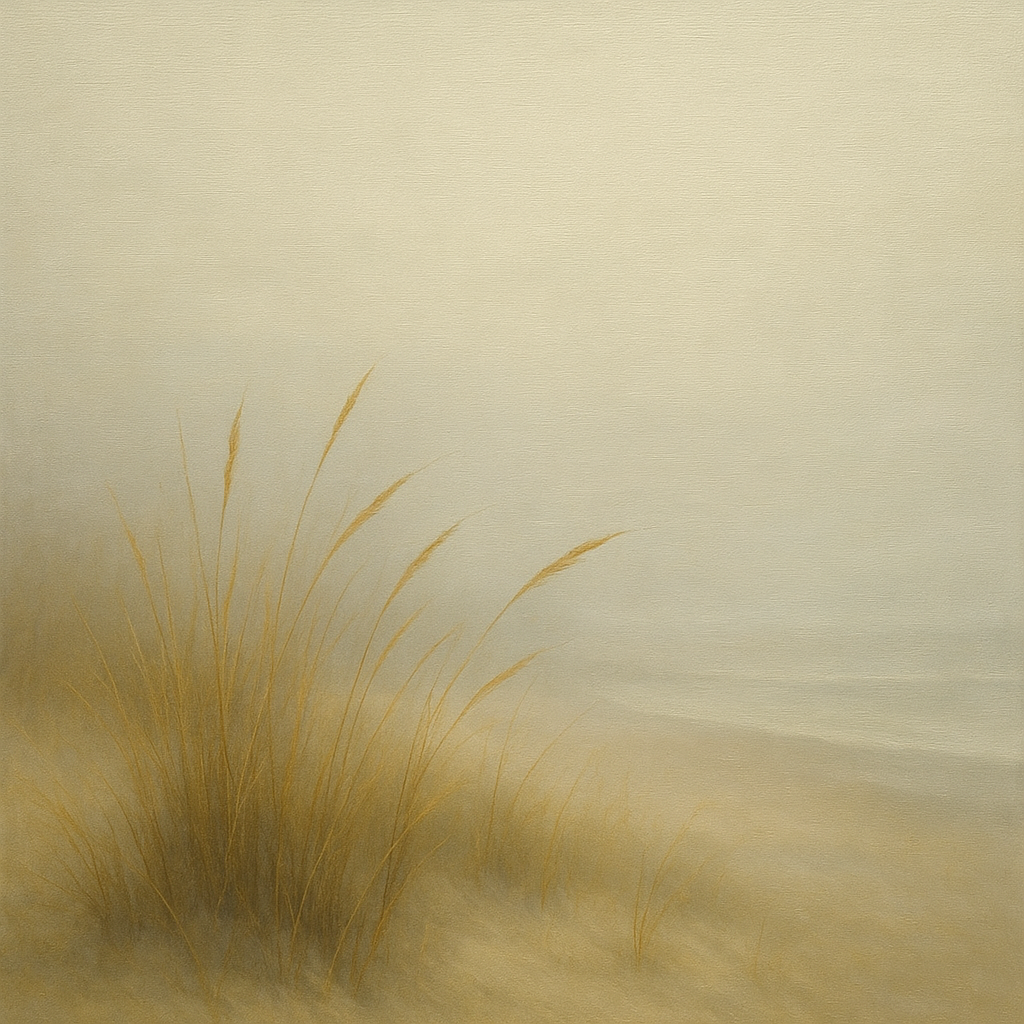 Silent Dune Grass in November Sea Fog No. 16 Oil Painting 100% Hand Painted Oil on Belgian Linen Canvas, Original Fine Art Wall Decor