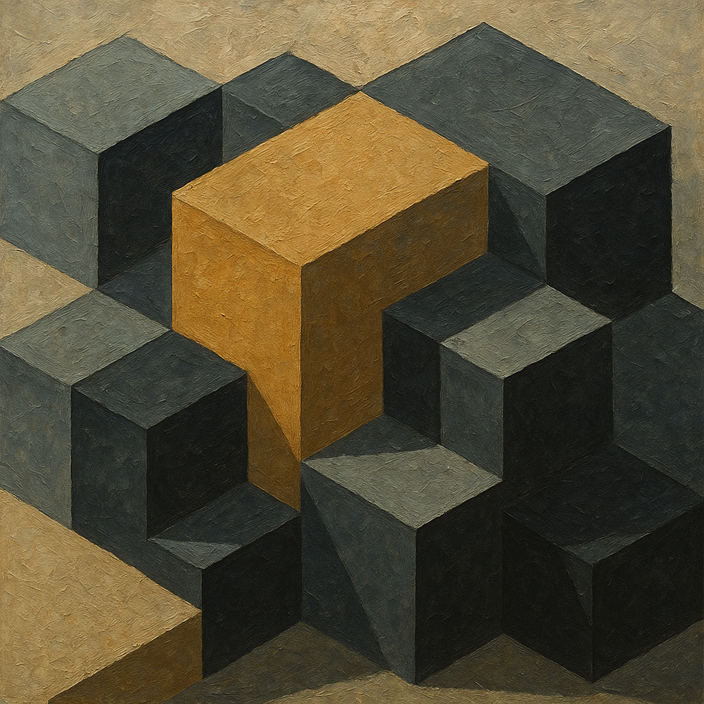 Isometric Modernist Cube Abstraction No. 2 Oil Painting - 100% Hand-Painted Master Oil Painting