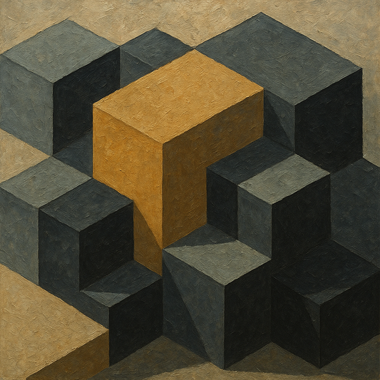 Isometric Modernist Cube Abstraction No. 2 Oil Painting - 100% Hand-Painted Master Oil Painting