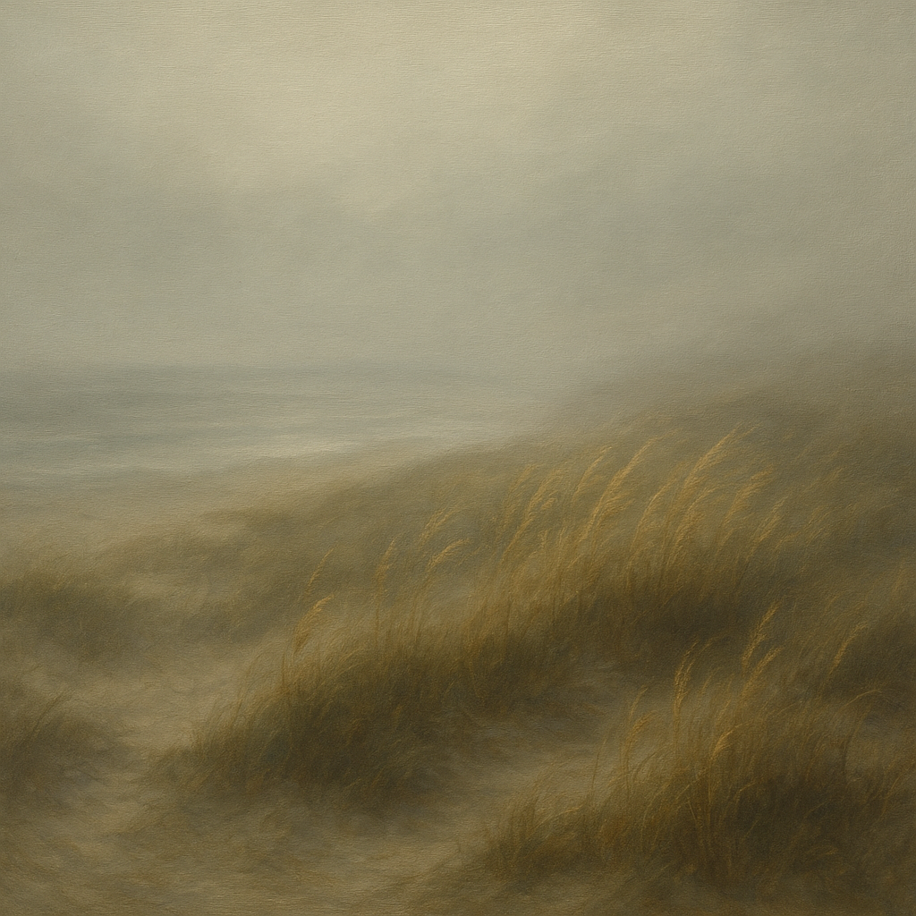 Ethereal Coastal Sea Fog over Silent Dunes No. 4 Fine Art Oil Painting - View 1