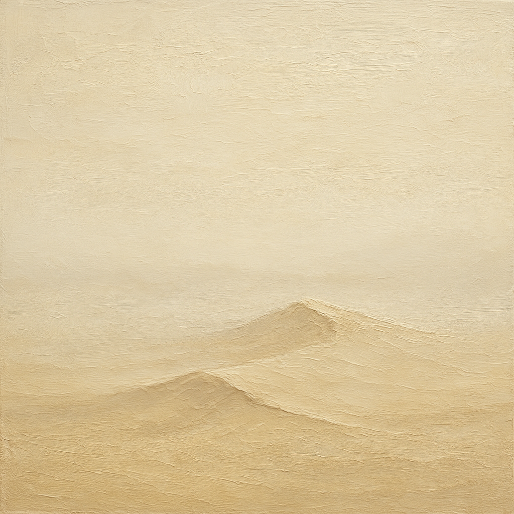 Soft Morning Mist Over Sand Minimalist Oil Painting - View 1