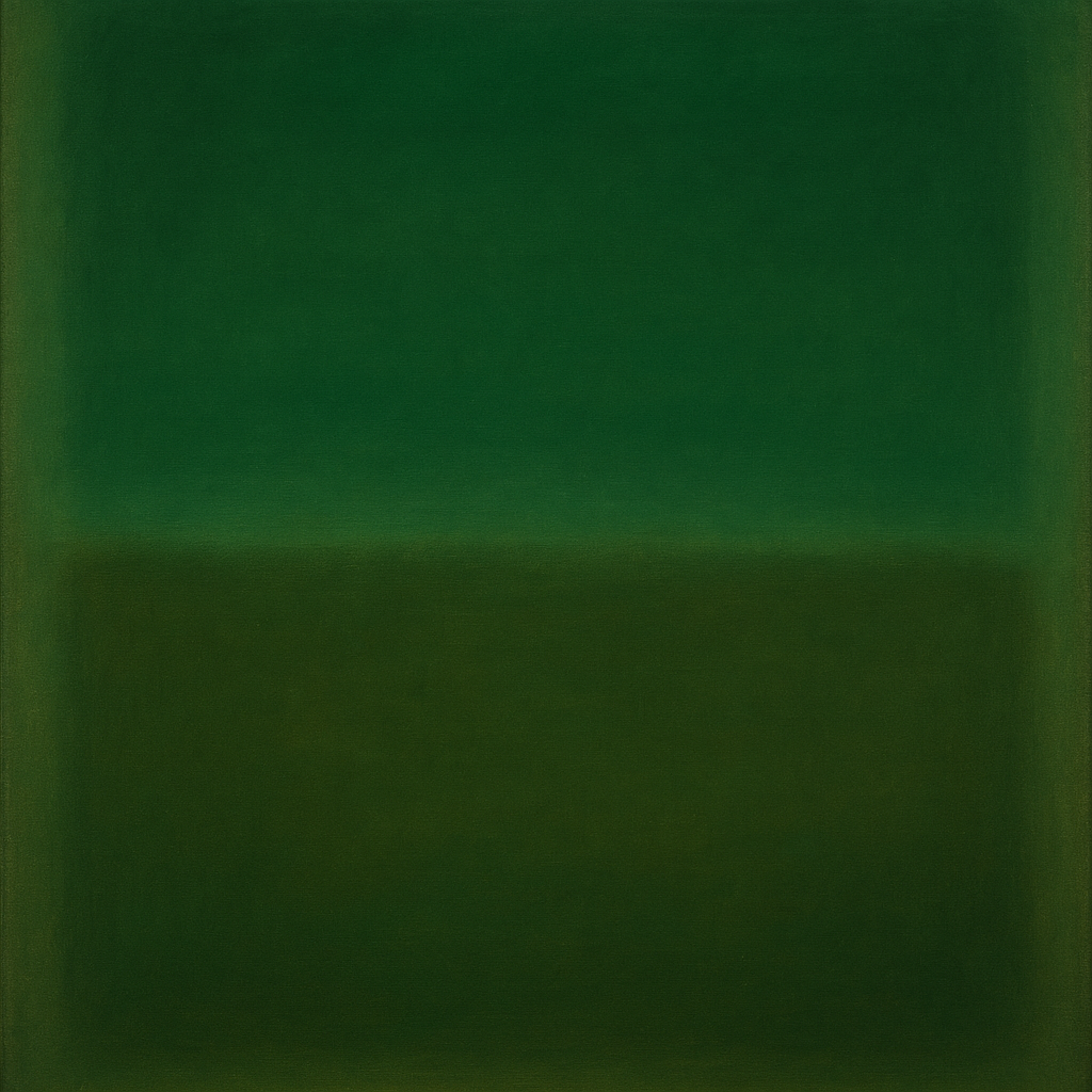 Forest Emerald & Deep Moss Contemplative Field No. 16 Oil Painting - View 1