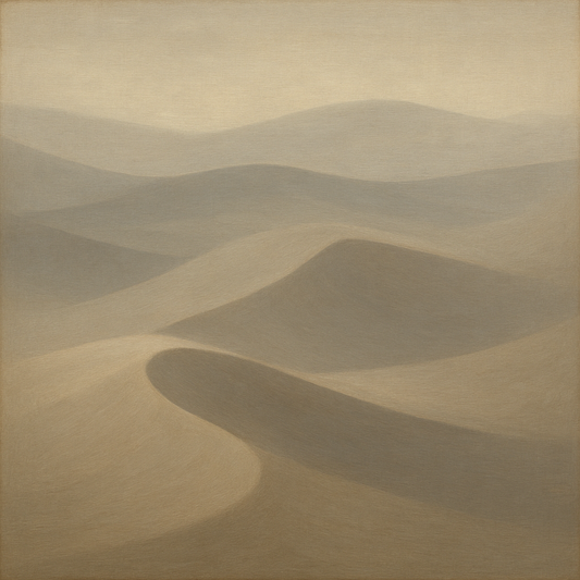 Monochrome Sand Dune Contours & Pale Slate No. 7 Oil Painting - View 1