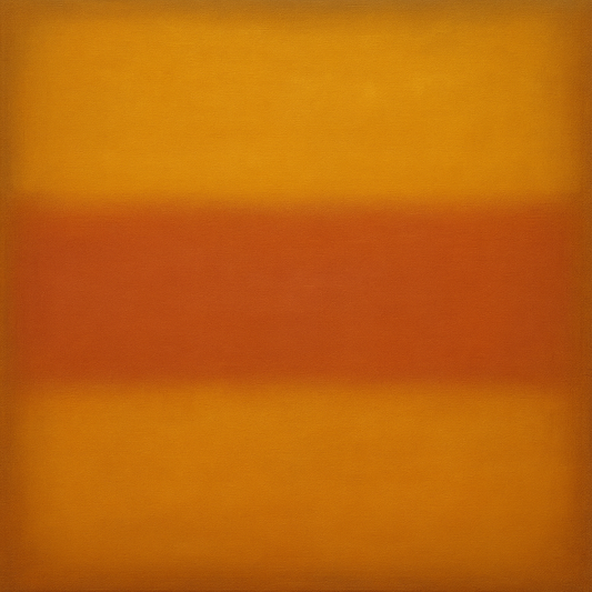 Luminous Ochre & Terracotta Horizon Color Field No. 7 Oil Painting 100% Hand Painted Oil on Belgian Linen Canvas, Original Fine Art Wall Decor