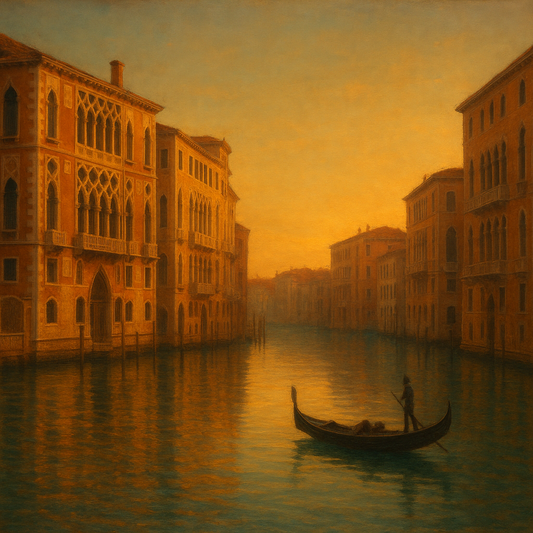 Venetian Canal Palaces at Golden Hour No. 30 Oil Painting 100% Hand Painted Oil on Belgian Linen Canvas, Original Fine Art Wall Decor