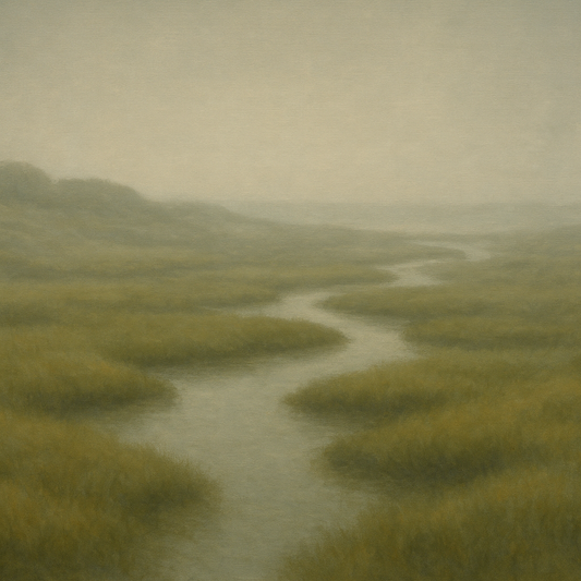 Morning Fog over Cape Cod Tidal Marsh No. 6 Oil Painting 100% Hand Painted Oil on Belgian Linen Canvas, Original Fine Art Wall Decor
