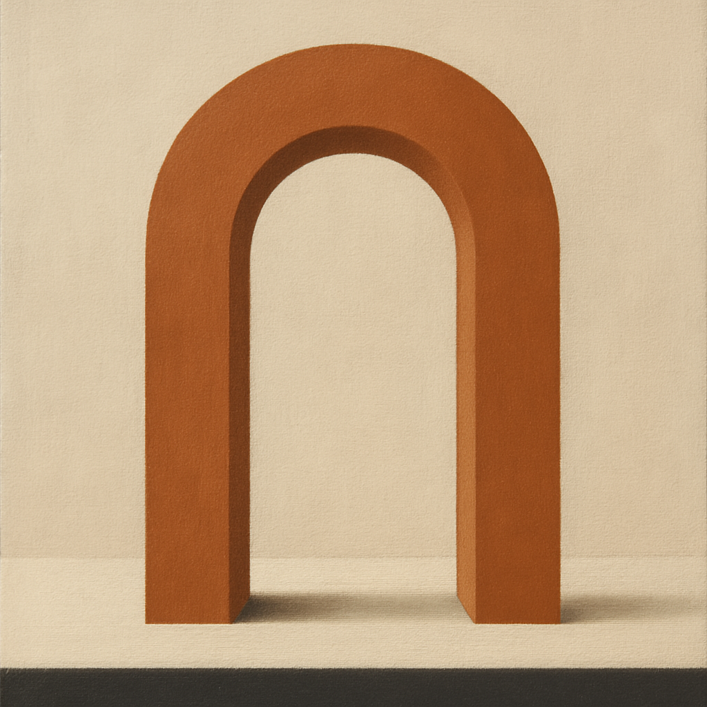 Terracotta Clay & Cream Arch No. 4 - Modern Fine Art Oil Painting - View 1