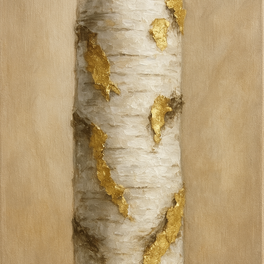Golden Birch Forest Luxury Botanical Oil Painting - 100% Hand-Painted Master Oil Painting