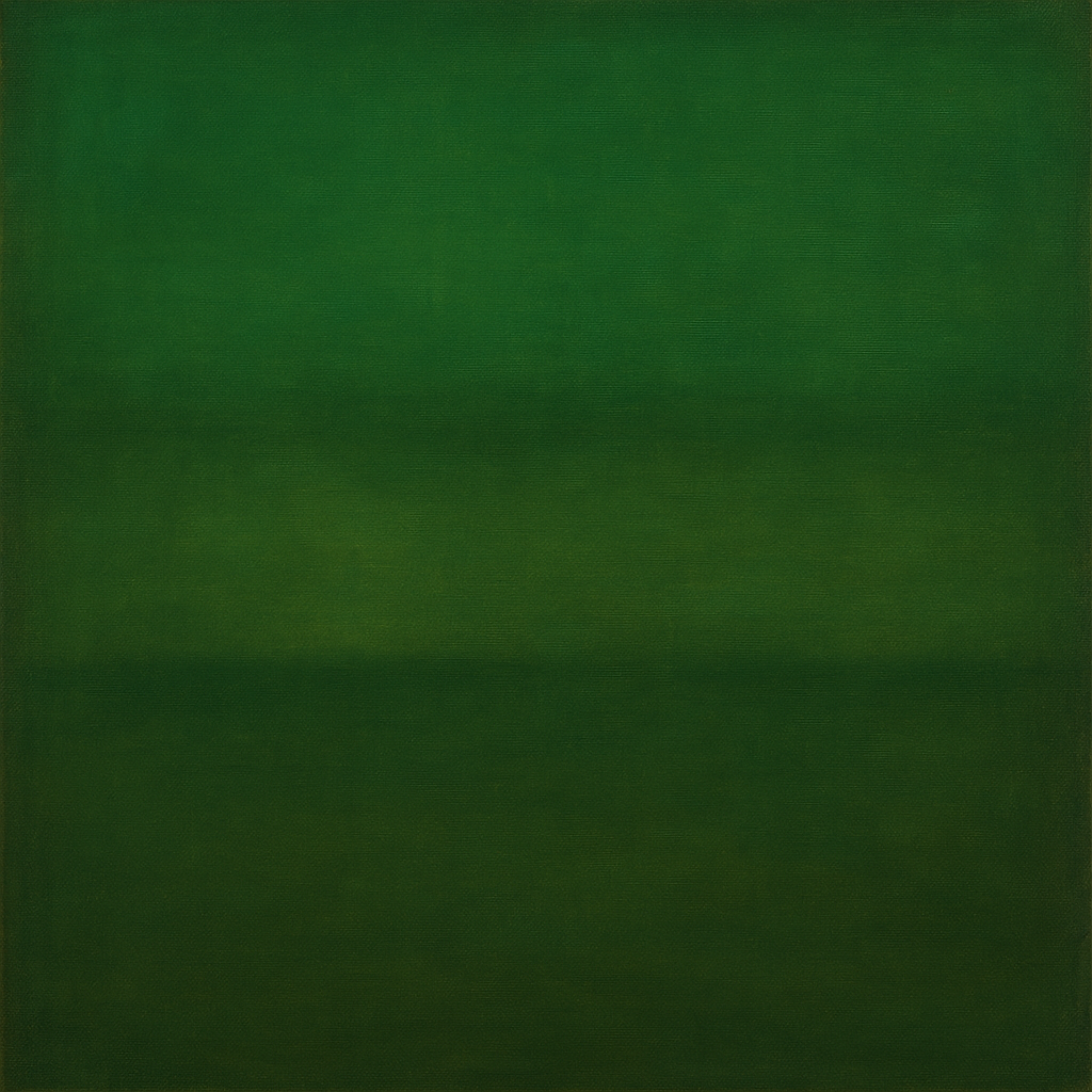 Forest Emerald & Deep Moss Contemplative Field No. 3 Oil Painting - View 1