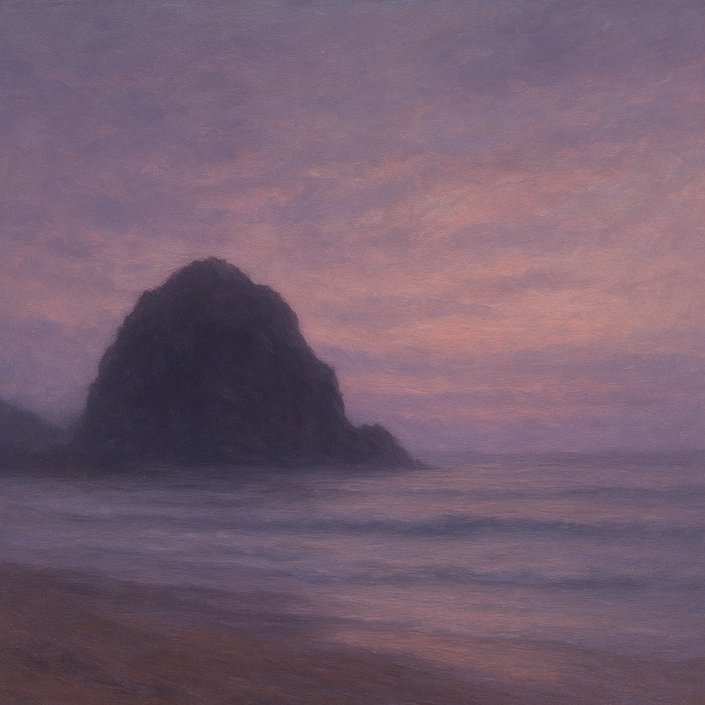 Dusky Twilight Seascape with Lavender Mist No. 9 Fine Art Oil Painting - View 1