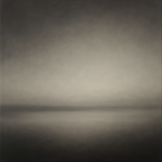 Monochrome Charcoal Drift & Soft Sfumato Horizon No. 3 Oil Painting 100% Hand Painted Oil on Belgian Linen Canvas, Original Fine Art Wall Decor