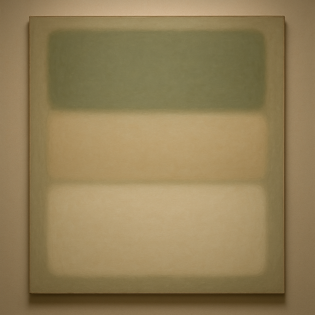 Sage Olive & Pale Sandstone Minimalist Harmony No. 7 Oil Painting 100% Hand Painted Oil on Belgian Linen Canvas, Original Fine Art Wall Decor