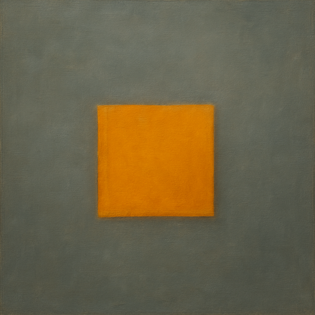 Cadmium Amber & Slate Grey Block No. 10 - Modern Fine Art Oil Painting - View 1