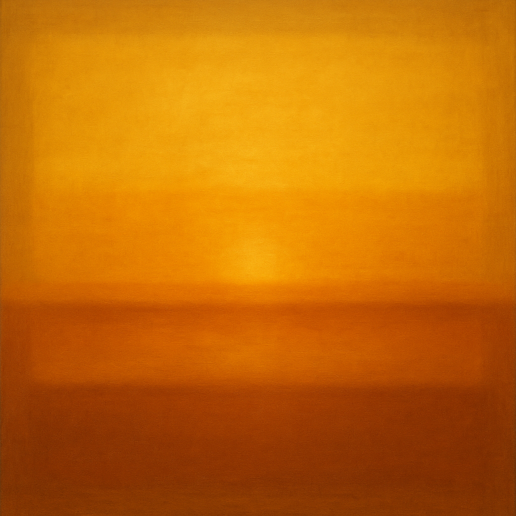 Warm Amber & Raw Sienna Sunset Meditation No. 11 Oil Painting - View 1