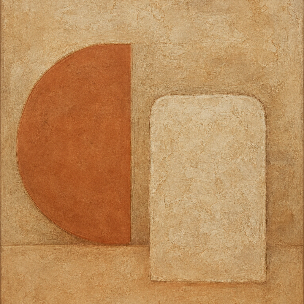 Earthy Terracotta & Weathered Plaster Wash No. 23 Oil Painting 100% Hand Painted Oil on Belgian Linen Canvas, Original Fine Art Wall Decor