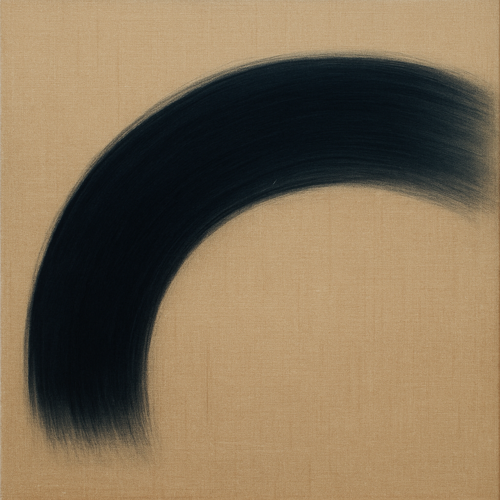 Navy Indigo & Warm Sand Sweep No. 2 - Modern Fine Art Oil Painting - View 1