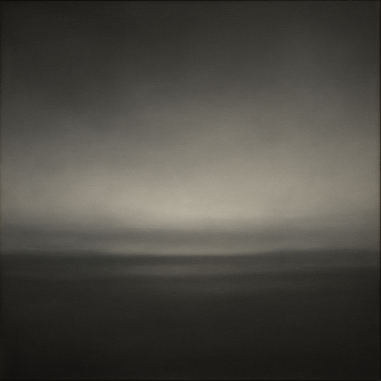Monochrome Charcoal Drift & Soft Sfumato Horizon No. 14 Oil Painting 100% Hand Painted Oil on Belgian Linen Canvas, Original Fine Art Wall Decor
