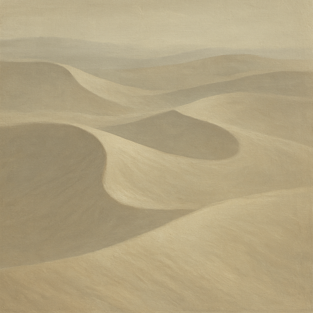 Monochrome Sand Dune Contours & Pale Slate No. 3 Oil Painting - View 1