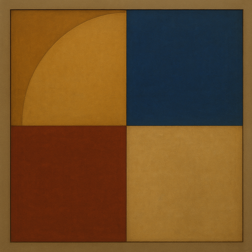 Bauhaus Quadrant Harmony in Primary Earth Tones No. 21 Oil Painting - View 1