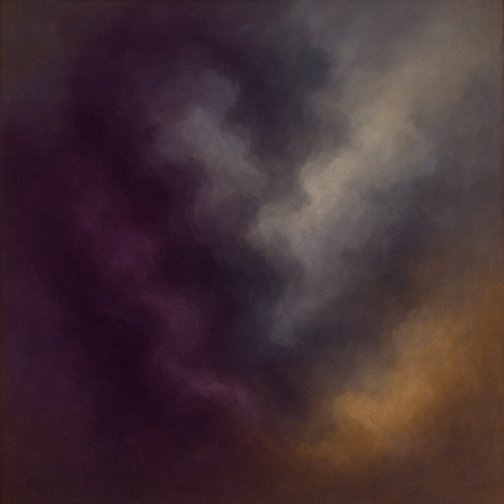 Gilded Plum & Soft Smoke Cloud Harmony No. 4 Oil Painting 100% Hand Painted Oil on Belgian Linen Canvas, Original Fine Art Wall Decor