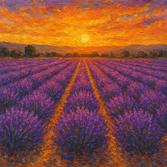 Provence Lavender Field Landscape Oil Painting - 100% Hand-Painted Master Oil Painting