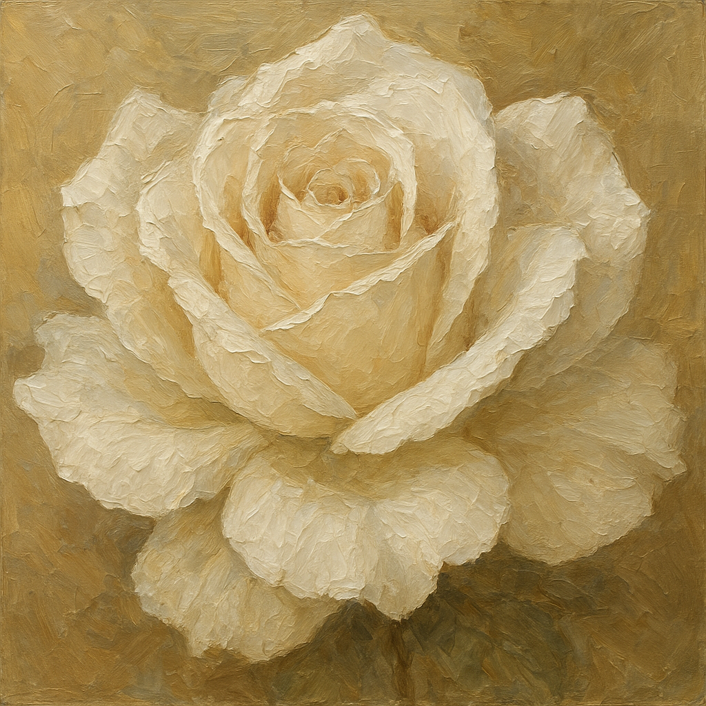 Oversized White Rose in Bloom Oil Painting - View 1
