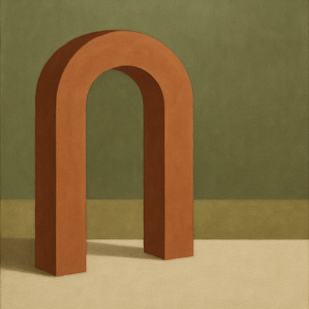 Terracotta Clay & Cream Arch No. 4 - Modern Fine Art Oil Painting - View 1