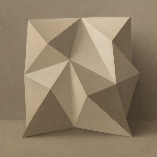 Folded Paper Geometry in Neutral Gradient Shadows No. 12 Oil Painting - View 1