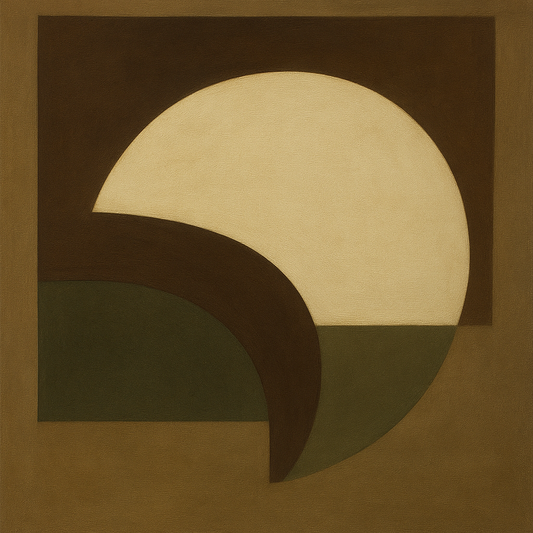 Minimalist Asymmetrical Balance in Raw Umber No. 5 Oil Painting - View 1