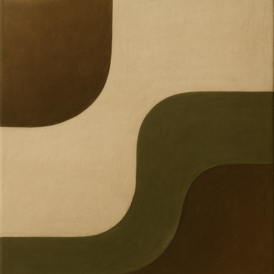 Minimalist Asymmetrical Balance in Raw Umber No. 24 Oil Painting - View 1