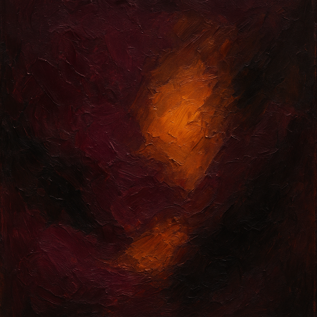 Rich Burgundy Plum & Velvet Amber Oil Painting - 100% Hand-Painted Master Oil Painting