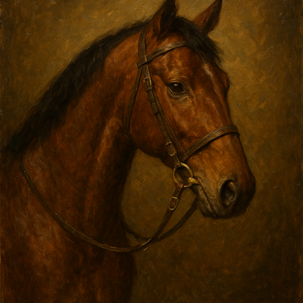 Vintage Equestrian Thoroughbred Portrait No. 4 Oil Painting - 100% Hand-Painted Master Oil Painting