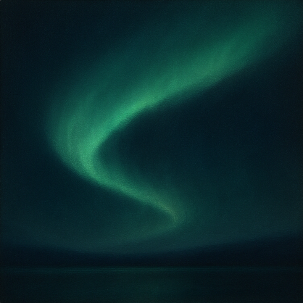 Aurora Borealis Veil in Deep Midnight Indigo No. 19 Oil Painting - View 1
